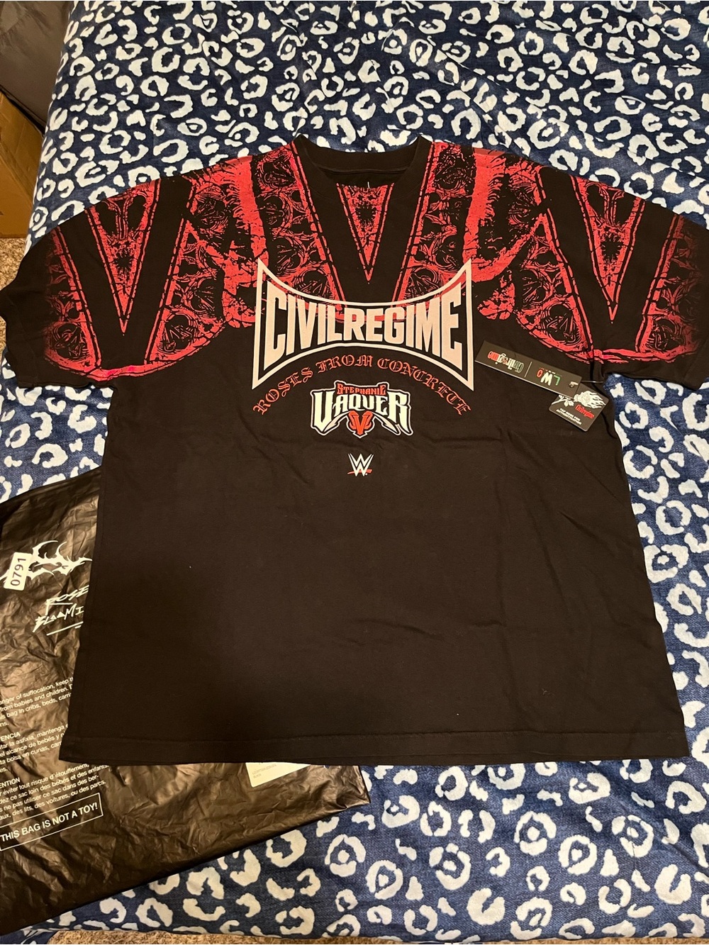 WWE Civil Regime Black and Red Graphic Tee